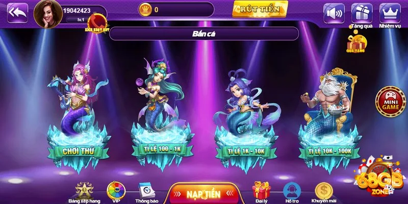 Tham gia bắn cá 68 game bài với nhiều tính năng